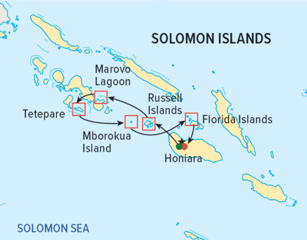 Solomon Islands liveaboard trip map