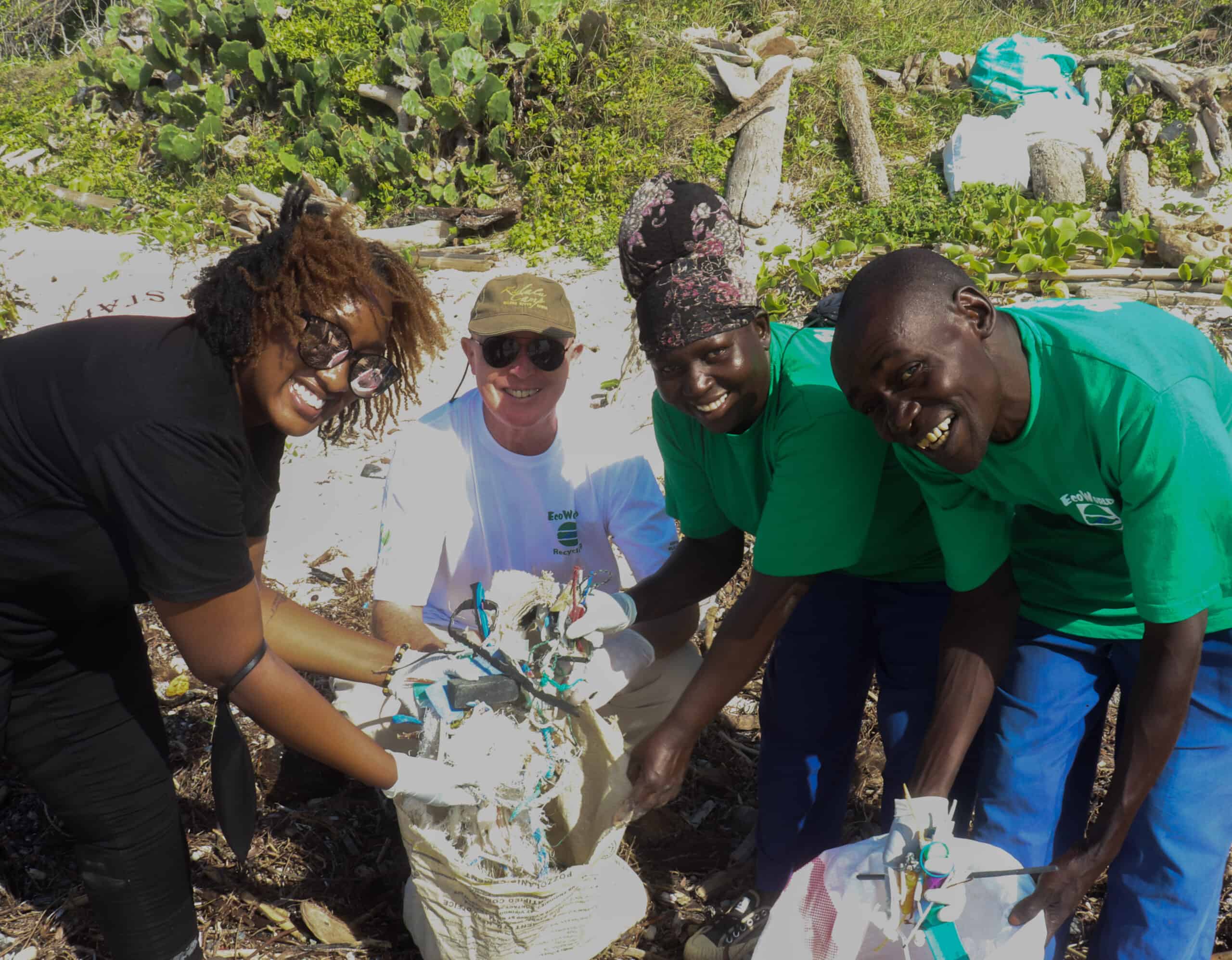 Steve with Winfred and other beach cleaning team members in the Watamu Marine Park Steve with Winfred and other beach cleaning team members in the Watamu Marine Park