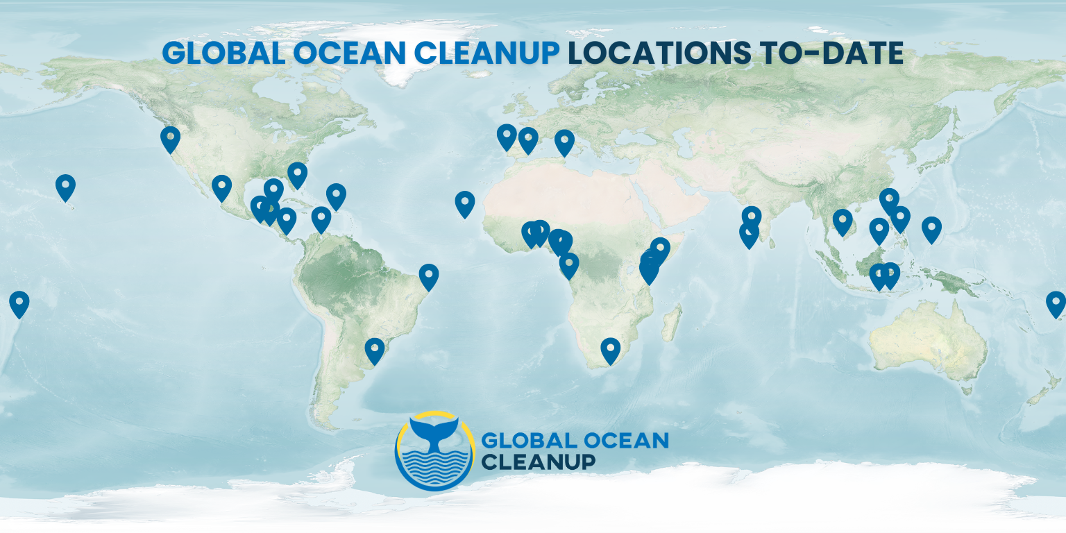 Global Ocean Cleanup Map 2022-2025 map of global ocean cleanup locations