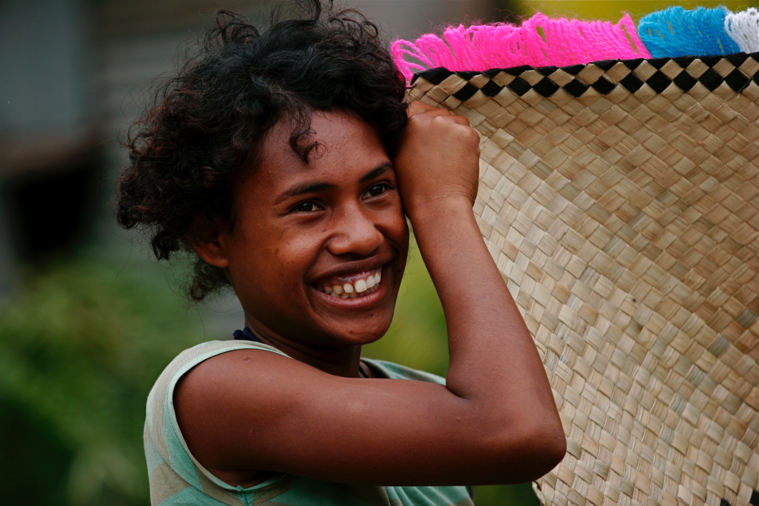 Fijian Woman Carrying Basket