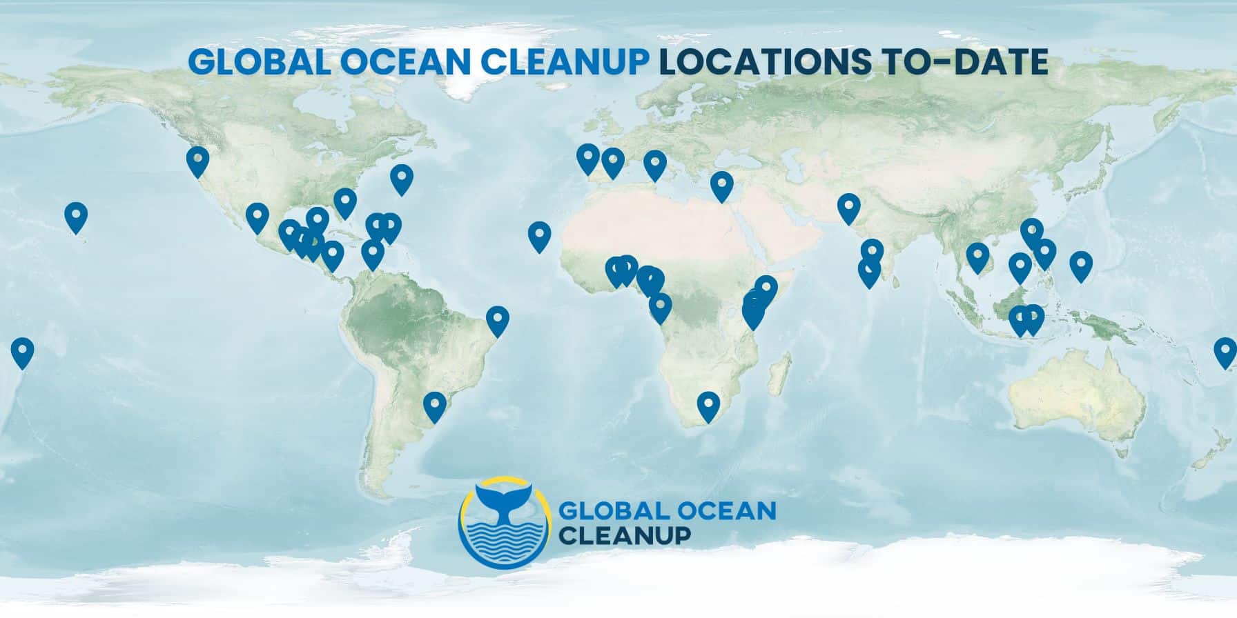 map showing cleanup locations for Global Ocean Cleanups