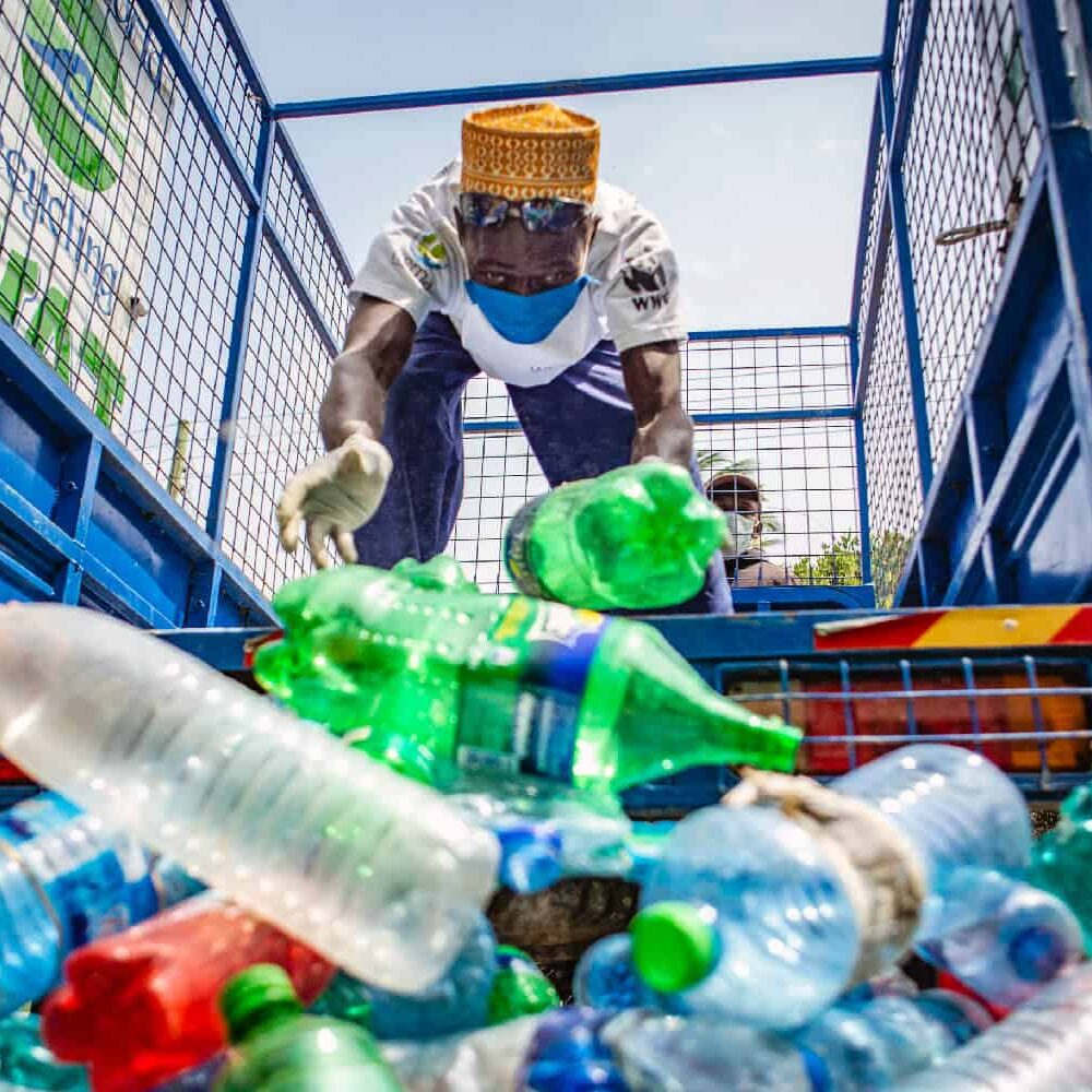Recycling plastic bottles